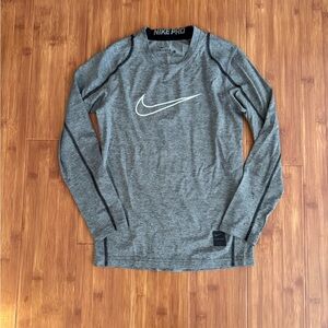 Nike Pro Heather Gray Long Sleeve Top